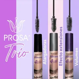 Prosa 4 en 1 Eyelash Mascara with Waterproof Formula, and Eyeliners, Super Volume, Long Lasting Makeup, Silicon Cosmetic, Smooth Easy Application Microfiber Multipurpose