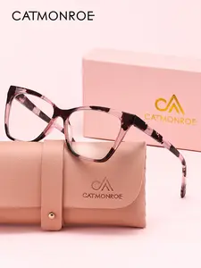 CATMOROE Retro Leopard Print Cat Eye Presbyopia Glasses, PC Frame Unisex Reading Glasses for Work & Computer, Multiple Strengths Available, Ideal Gift for Mom & Friends