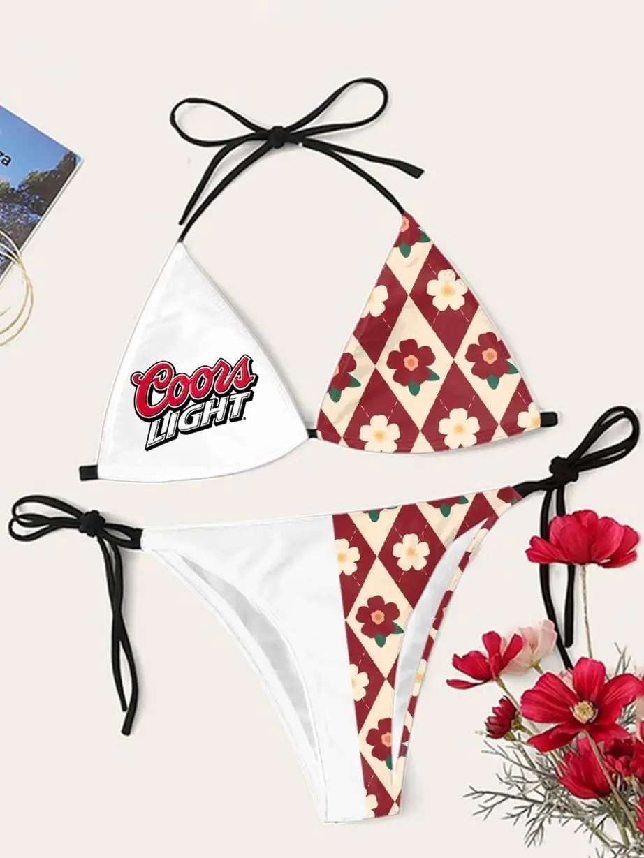 Coors Light Preppy Rhombus Drinking Triangle Bikini Set ZUZ