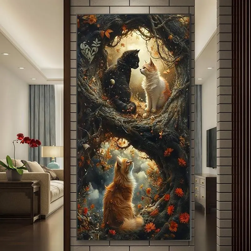 Cat Pattern DIY Handcraft Diamond Arts Colorful Painting Kit without Frame, DIY 5D Diamond Arts Colorful Painting Kit, Wall Art Decor for Home Living Room Bedroom, Diamond Painting Kits, Handicraft