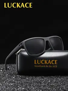 Luckace Men's Polarized Sunglasses, Comfortable Tr-90 Square Frame, Outdoor Driving Cycling Party, Includes Case, Perfect Christmas Gift