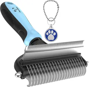 Double sided Pet Grooming Brush for Shedding Deshedding Dematting-Professional Comb Rake For Dogs Cats Hamsters Small Medium Large Size - Short to Long Hair Undercoat Remover