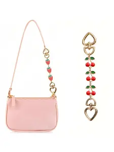 Cherry Bag Extender Chain Purse Extender Bag Keychain Pendant Cherry Bag Purse Strap Extenders Accessories Purse Bag Chains Charms, Fashion Bag Charms Decoration for Handbag Crossbag Shoulder Underarm Bag Gold Heart Buckle Bag Purse Strap Extension