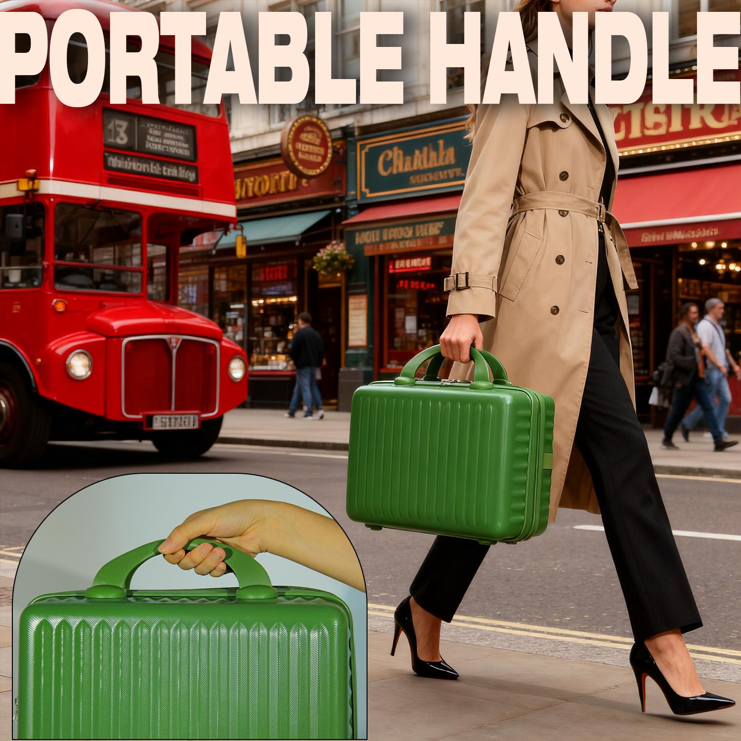 Dark Green Mini Hard Shell Makeup Travel Case, Portable Cosmetic Organizer with Secure Elastic Straps, Heavy-Duty ABS Vanity Bag for Women & Girls Dark Green Mini Hard Shell Makeup Travel Case, Portable Cosmetic Organizer with Secure Elastic Straps, Heavy-Duty ABS Vanity Bag for Women & Girls