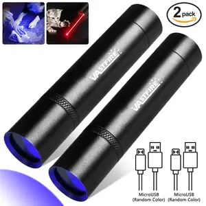 2/1 x 365NM Portable Handheld Mini Blacklight UV Flashlight, USB Rechargeable for Pet Ringworm, Scorpion, Leak Detection, Verifying Currency, Resin Currency Fluorescent Lamp (Pocket Size). tiny