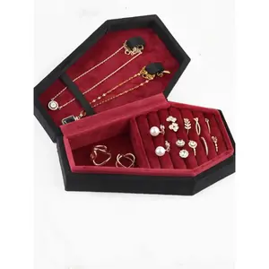 Velvet Design Jewelry Storage Box Portable Display Case for Men Women Red Interior Organizing Solution Fashion Accessories meep  mop