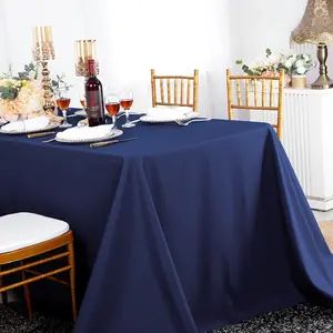 90"x156" Seamless Rectangular Premium Polyester (240 GSM) Tablecloth - Navy Blue (1pc)