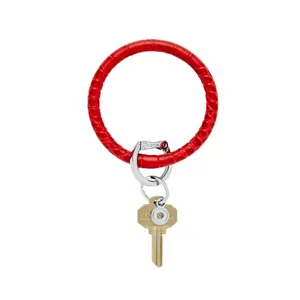 OVENTURE Leather Big O® Key Ring - Cherry on Top Croc-Embossed Premium Durable Fashion Statement Accessory with Signature Locking Clasp