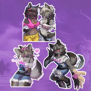 Wolf Girl Anime Sticker Set | Cute Furry Vinyl Decals