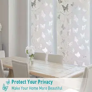 Privacy Film, Light Blocking Film, Butterfly Design, Glass Film, Romantic Decor, Reusable Static Adhesive, for Balcony Windows