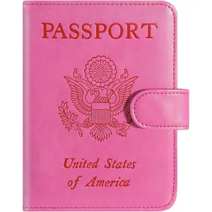 Passport Holder Cover Wallet RFID Blocking Leather Card Case Travel Accessories for Women Men (Pink)