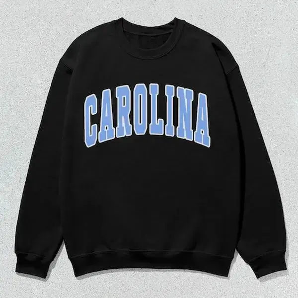 Carolina Graphic Sweatshirt, Unisex Collegiate Style Long Sleeve Pullover, Casual Crewneck Sweater Top in Blue, Tops, Round Neck, Blue Men's Sweatshirts, Cozy Men's Sweatshirts