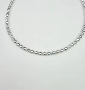 Seawater Akoya Full String Necklace Madama Silver Gre Color Pearl Necklace | 3.5-4m Full-string Necklace -ASAN012