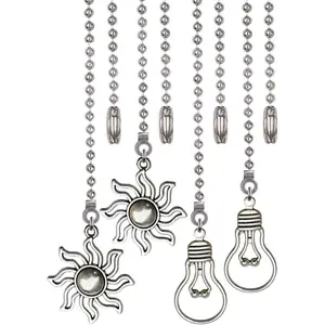 4 Pack 12 Inch Ceiling Fan Pull Chain Extension Ornaments (Fan and Bulb Pattern)