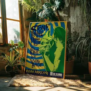 Stone Temple Pilots Concert Poster Vintage 90s Psychedelic Art Printable Wall Art