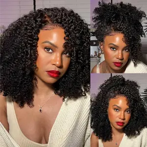 "Glueless 7x5 Kinky Curly Lace Front Wig | Bye Bye Knots Pre-Plucked & Pre-Bleached | Natural 4C Edge Human Hair | Easy Wear & Go"