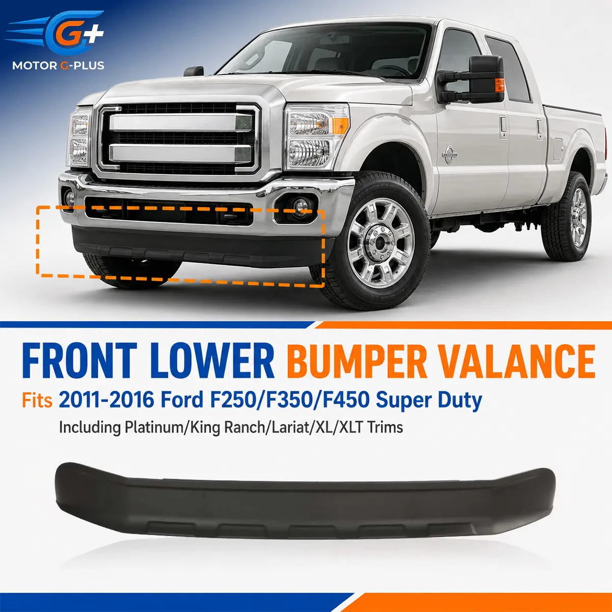 MOTOR GPLUS-100% Brand New High-Quality Front Lower Bumper Valance, Aftermarket Replacement Car Exterior Accessory & Truck Accessories for 2011-2016 Ford F-250/F-350 Super Duty Truck