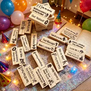 Naughty Jenga for Couples Wooden Stacking Tower withSpicy Truth or Dare Challenges, Adult Party & Bedroom Game,Romantic Gift for Valentines, Anniversaries & Date Nights