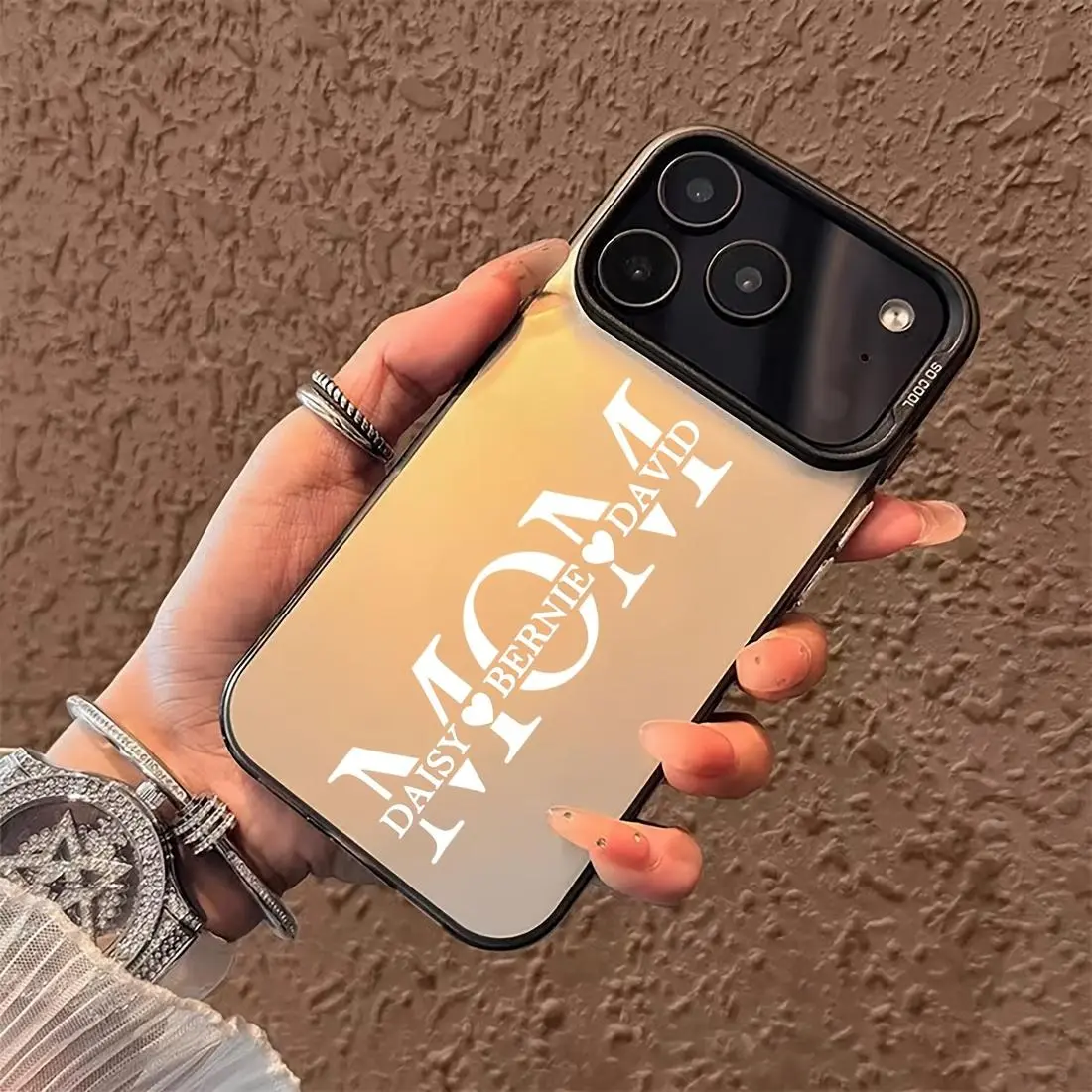 Phone Case - Customized large letter personalized DIY name phone case for mother and child, compatible with iPhone17 16 15 14 13 12 11 PRO MAX PLUS,AIR Xs, shockproof and anti-drop phone case, perfect as a family Mother's Day, Christmas, or birthday gift