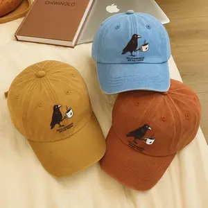 Embroidered Raven Crow Coffee Hat, Hello Darkness Hat, Gift for Coffee Lover, Halloween Raven Baseball Cap for Man and Women, Halloween Gift