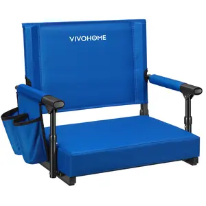 VIVOHOME Stadium Seats with Back Support and Cushion, 2 Pack Portable Bleacher Chairs with Cup Holder and Shoulder Strap Sturdy and Comfortable for Outdoor Bench Sports Games