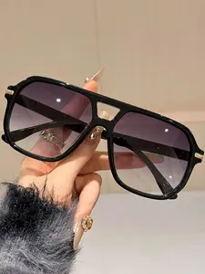 Fashionable Dual Bridge Pilot Sunglasses, American Style, Suitable for Daily Commute and Driving, Uv400 Protection, All Seasons