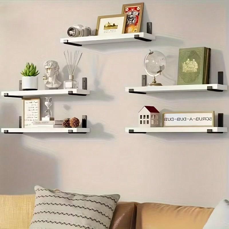 TAIMASI 5 Pieces Floating Shelves For Wall, 22in, Wall-Mounted, MDF Wood Room Decor, Rustic Wood Shelves For Bathroom, Living Room, Bedroom And Kitchen, Wall Shelves For Storage,Books,Room Decor