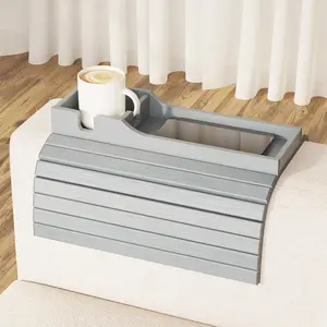 Bamboo Foldable Couch Cup Holder Gray