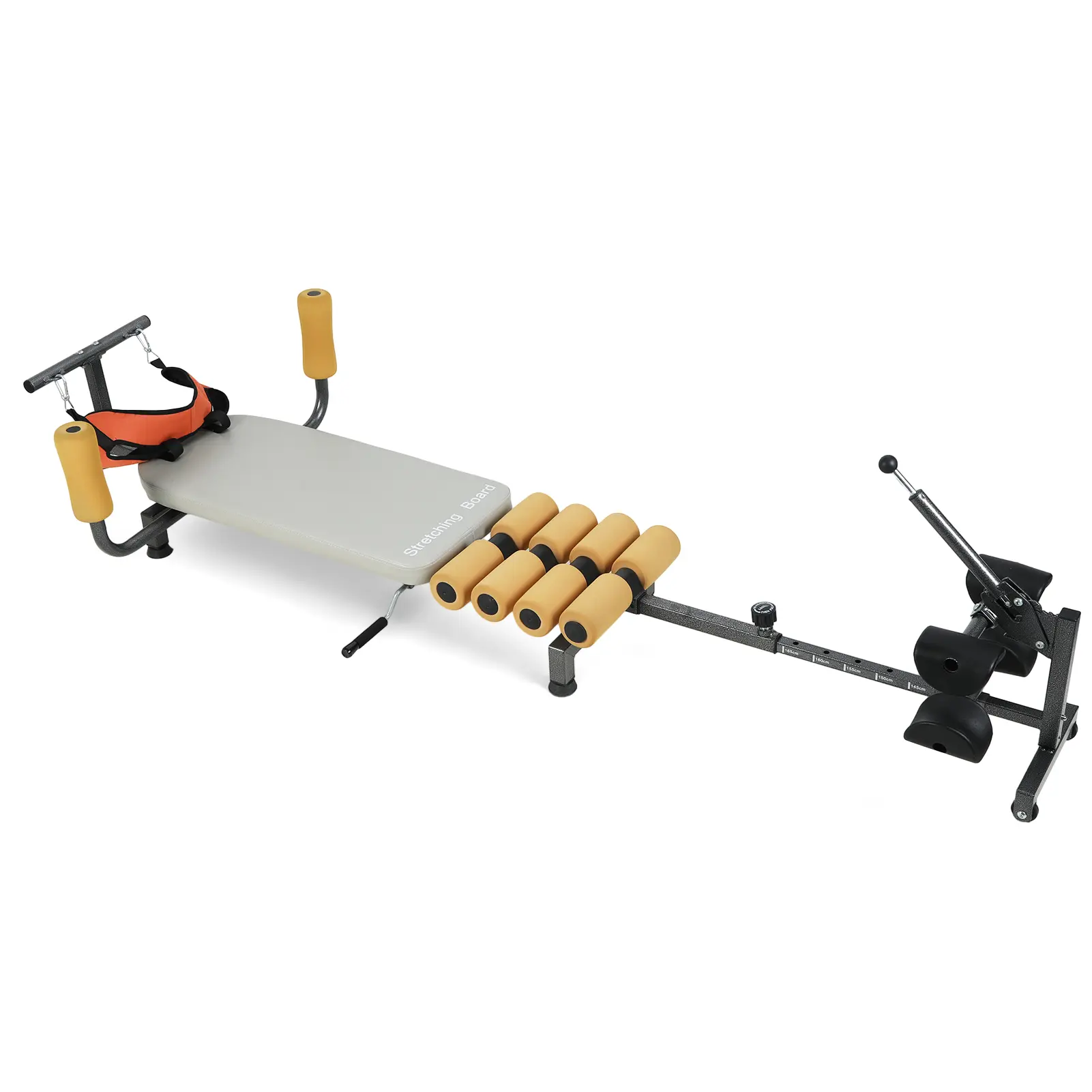 Heavy-Duty Steel Frame Traction Bed, Adjustable Stretching Table (55-78 in) for Home Use, Bi-Directional Decompression with Foam Rollers & U-Shaped Clamp for Spine Relief - 286 lbs Capacity, Multi Design, Adjustable Length