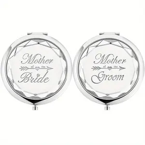 Mother of The Bride and Mother of The Groom silver Compact Mirror Wedding day Engagement Bridal shower Bachelorette Hen do Party Bach Weekend girls trip bride to be decoration Mom Mother in Law Keepsake Gift present