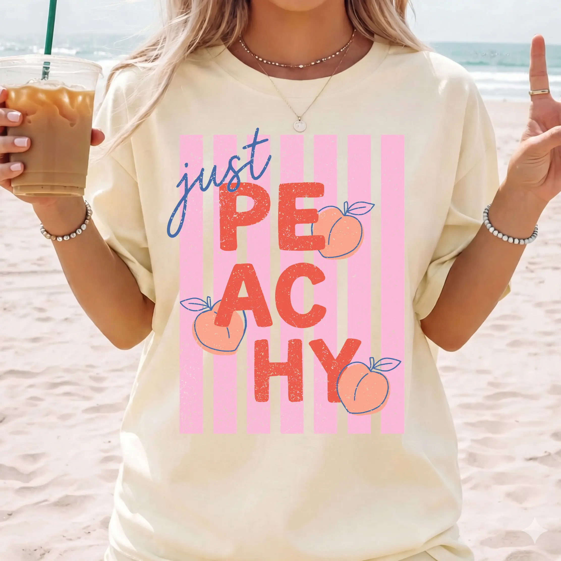 Comfort Colors Just Peachy Graphic Tee, Retro Fruit Shirt, Cute Summer Peach Aesthetic Shirt, Vintage Peach Tee For Women - Squirrel Corner
