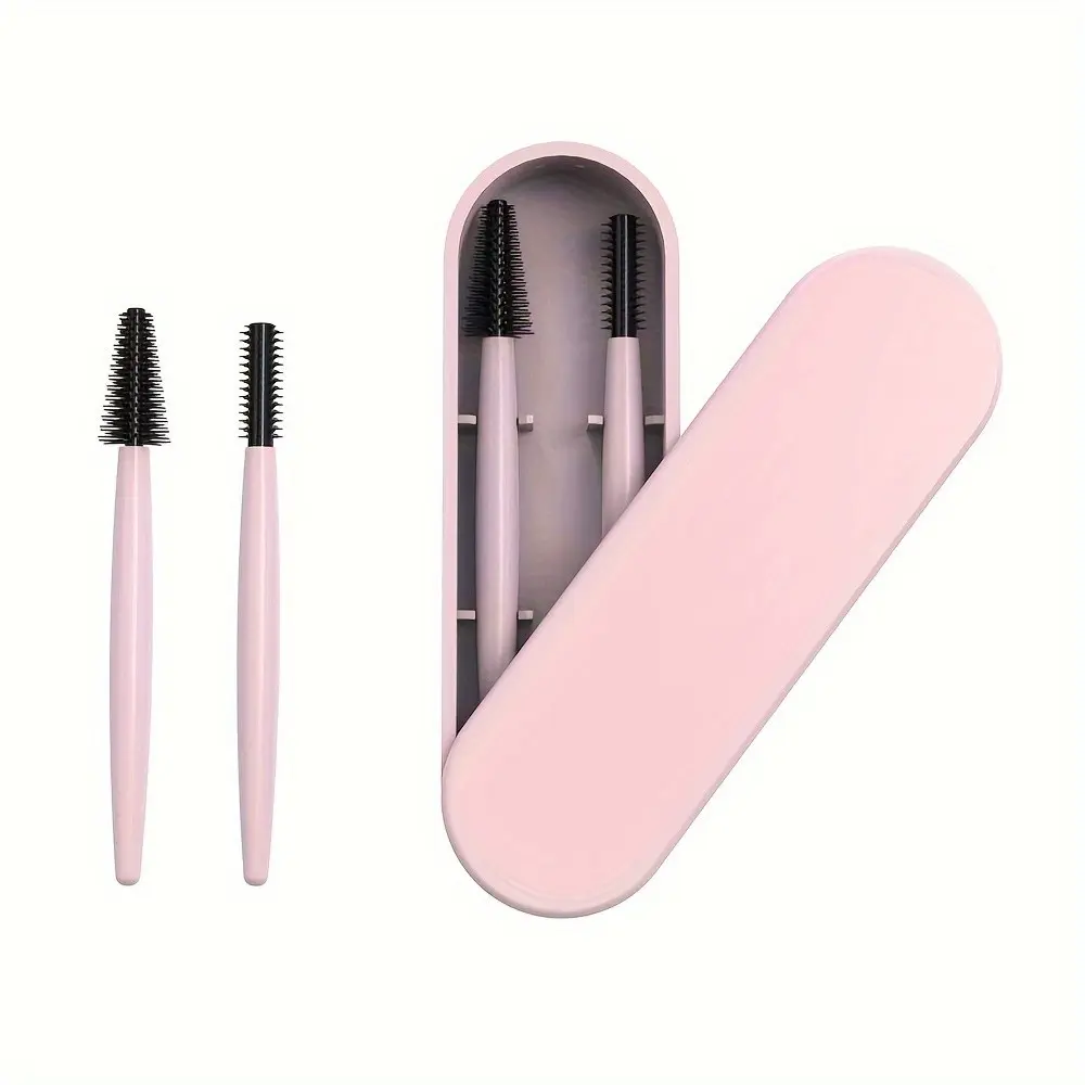 2pcs Silicone Eyebrow Eyelash Brush Comb, Reusable Eyebrow Brush With Case - Eyelash Extension Tool With Case & Make Up Tool, Makeup Accessories, Eyelash Tools