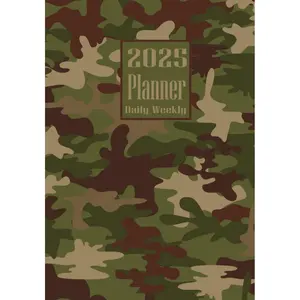 2025 Planner: Camo Army Camouflage themed Cover Daily Weekly Diary 12 Month Calendar Vision board Schedule Organizer Goals Address Contact Notes Paperback – September 6, 2024