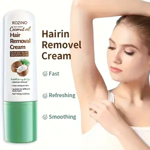 ROZINO Coconut Oil Hair Removal Cream - No Razor Burn, No Irritation, Instant Smooth Skin, Gentle Formula for Sensitive Areas, Multi-Part Use, Fast-Acting & Refreshing