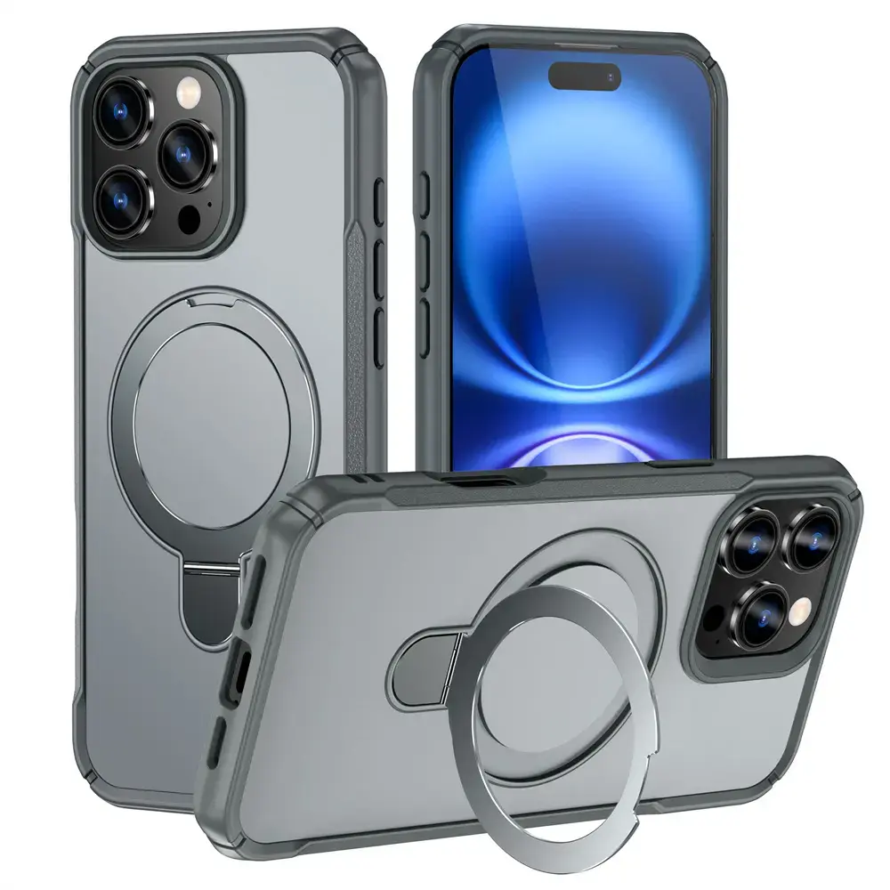 For Magsafe Wireless Charge Fold Magnetic Stand Phone Case For iPhone 15 16 17 Pro Max 16E 14 13 12 11 Anti-slip Bumper Cover
