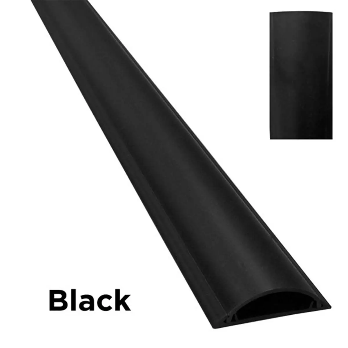 212 MAIN PVC Plastic Decorative Cable Shield Cord Cover - 31 in. Black Self-Adhesive Back, 0.3 h x 0.7 w in., Indoor Home Improvement Solution, Protects Against Tripping Hazards (Floors, Walls), Hiding Loose Wires