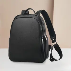 Medium Capacity Leather Backpack with Adjustable Padded Shoulder Straps, Practical Daily Backpack with Side Pocket for Small Items