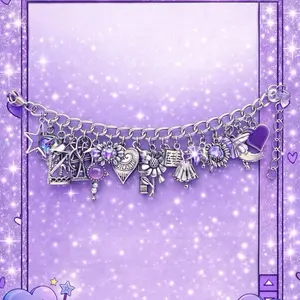 Junky Purple Freestyle Charm Bracelet with Assorted Charms and Purple Accents