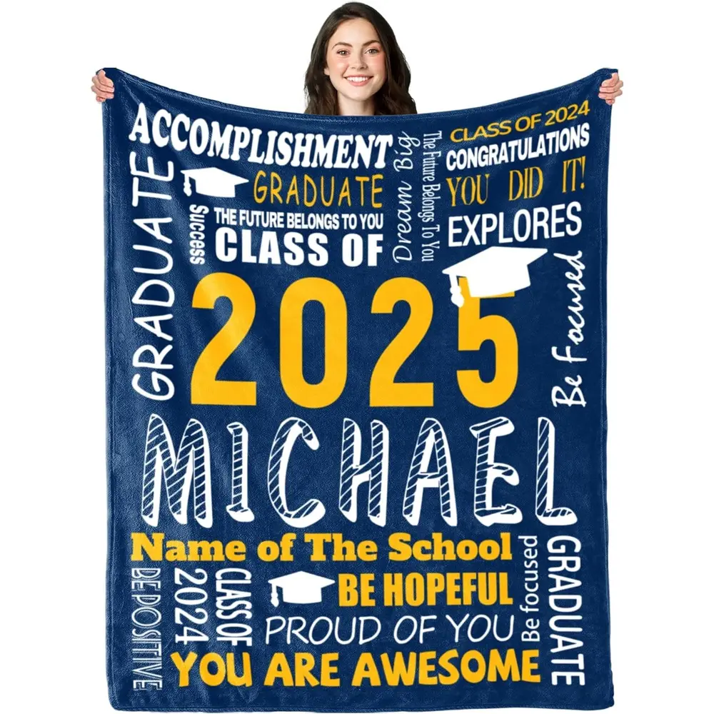 Personalized Graduation Blanket 2024 Personalized Graduation Gifts for Him Her College Graduation Gifts for Women Class of 2024 High School Graduation Gifts Blanket for Granddaughter Grandson