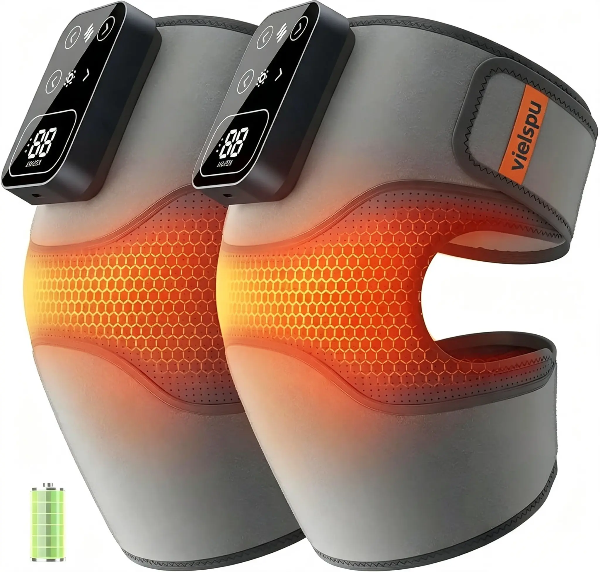 Vielspu 3in1 Heat Therapy Knee Wraps with Digital Display for Pain Relief and Comfort