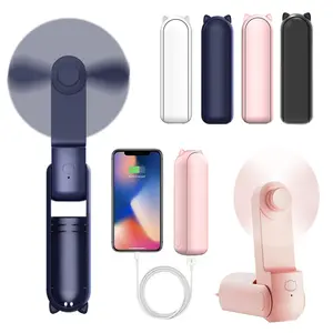 Portable Mini Handheld Fan Small Pocket Fan USB Rechargeable Battery Fan Folding Cooling Hand Fan Mini USB Fan with Power Bank outdoorfun