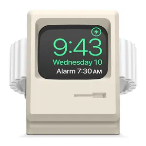 W3 Stand For All Apple Watch Series - Classic Retro Design, Durable Silicone Charging Accessory [2 Colors]