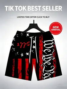 Men's Summer Casual Swim Trunks, Swimwear Shorts, Outdoor Style Printed Shorts, Drawstring Waist, Non-Elastic Fabric, Perfect for Beach and Pool Relaxation