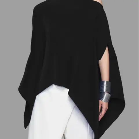 Women's Solid Color Batwing Sleeve Asymmetrical Hem Basic Tee, Shirts, Minimalist Casual Boat Neckline Long Sleeve Shoulder Pad Top for Fall & Winter, Women's Clothing for Daily Wear, Womenswear