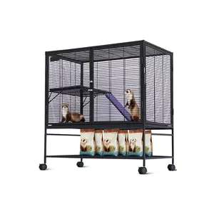 Multi-Level Metal Small Animal Cage, Removable Tray & Ramp, Lockable, BPA-Free, Indoor/Outdoor Use,for Ferrets, Hamsters, Chinchillas, Rabbits, Guinea Pigs, Hedgehogs, Gerbils