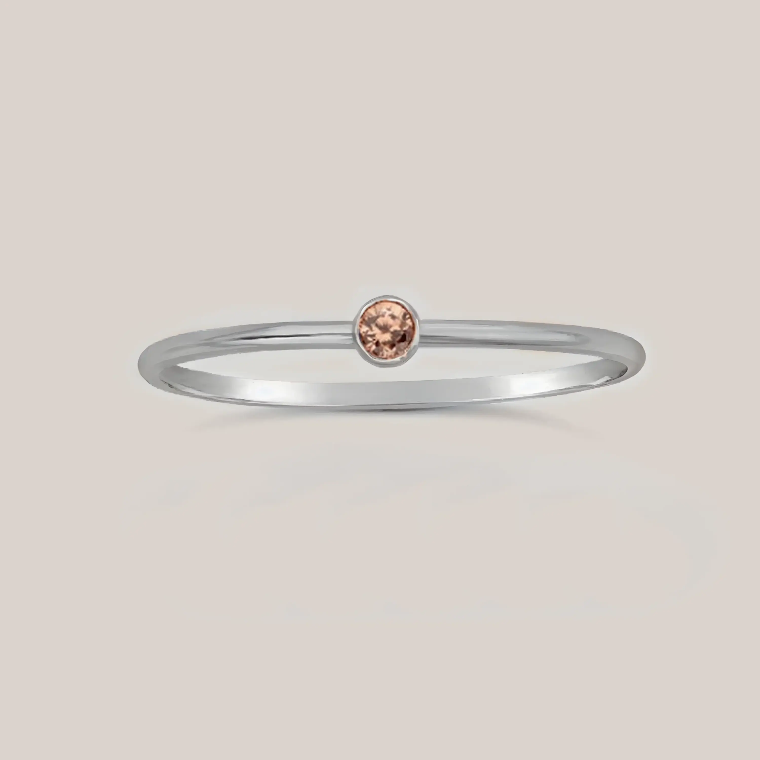 November Birthstone Ring Citrine – Sterling Silver Stacking Ring