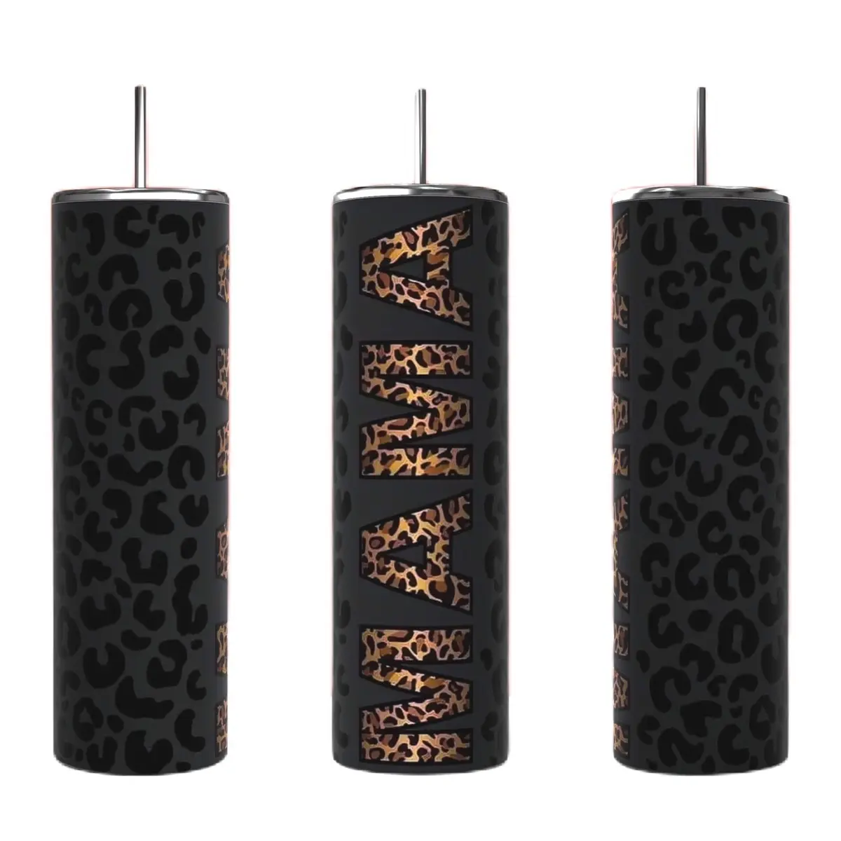 Grey Cheetah Print Mama Tumbler