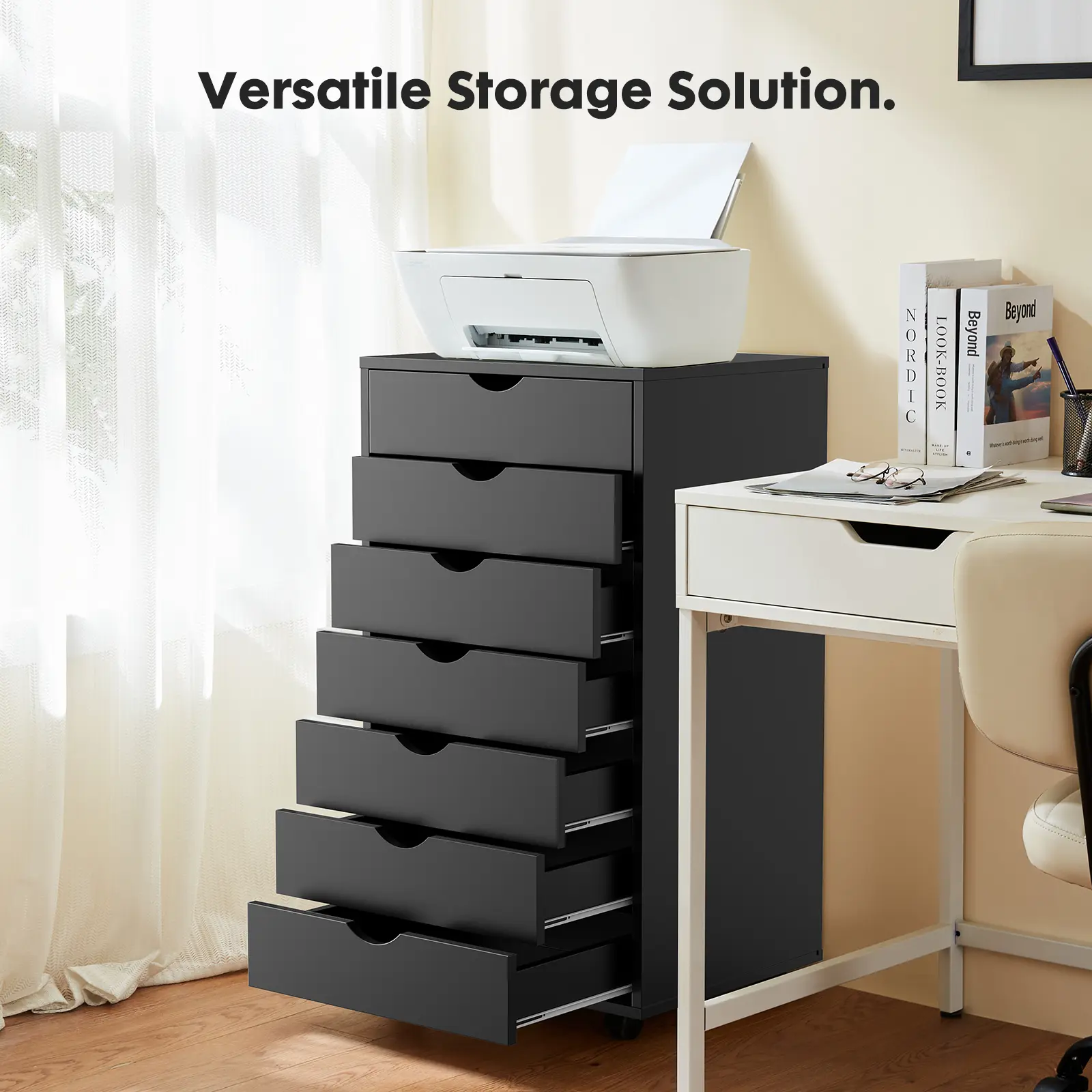 5/7 Drawer Chest Dressers Storage Cabinet Wooden Dresser Mobile Cabinet with Wheels Living Room Organizer Rolling Small Drawer