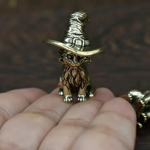 Vintage Brass Witch Cat Statue, Solid Miniature Cat Sculpture, Decorative Sculptures, Decorative Animal Collectible Figurines, Antique Ornaments, Decorative Statues, Vintage Home Decor, Halloween