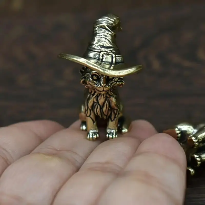 Vintage Brass Witch Cat Statue, Solid Miniature Cat Sculpture, Decorative Sculptures, Decorative Animal Collectible Figurines, Antique Ornaments, Decorative Statues, Vintage Home Decor, Halloween